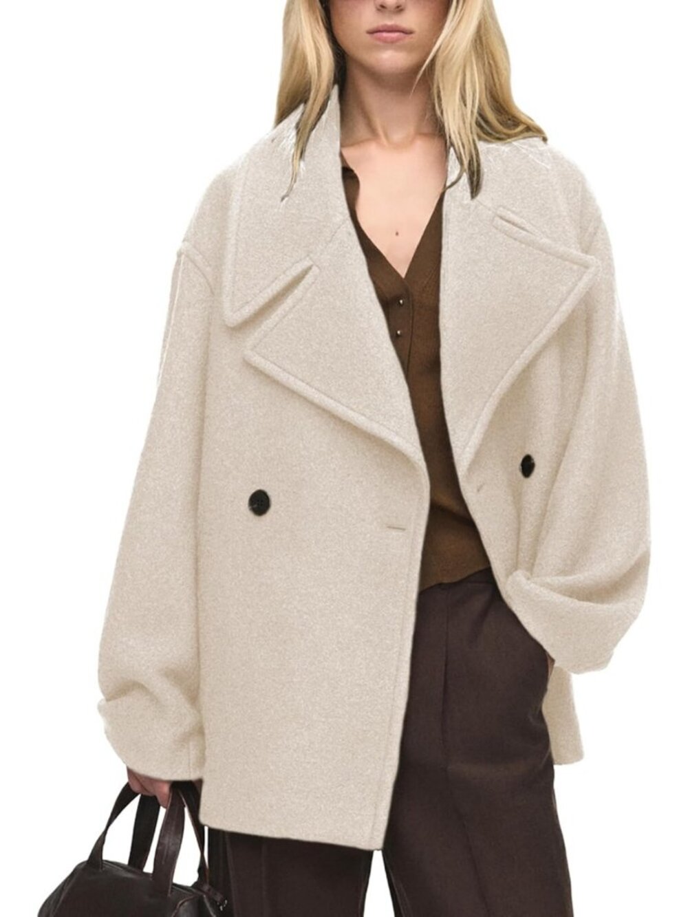 Cropped Double Breasted Peacoat Trench Coat | Stylish Short Jacket for Women